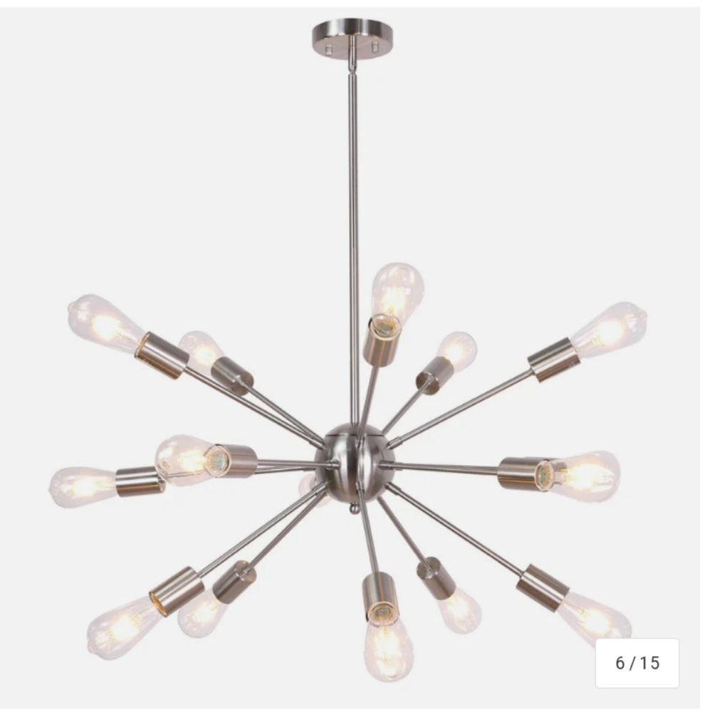 Sputnik Chandelier 15 Arm Brushed Aluminum